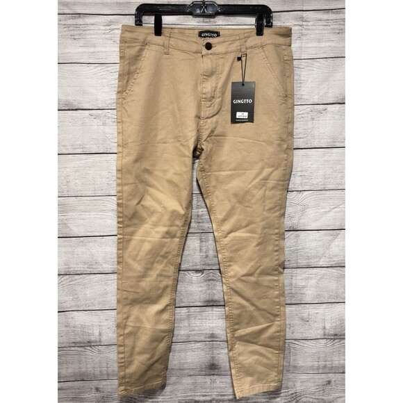 Other - Gingtto Khaki Modern Twill Mens Skinny Pants with Stretch Sz 36W X 30L Casual
